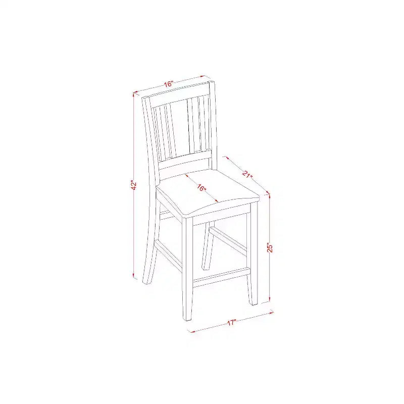 Tavolo Alto con Sedie - Moderno per Sala da Pranzo o Bar - Finitura Mogano - 5 Pezzi