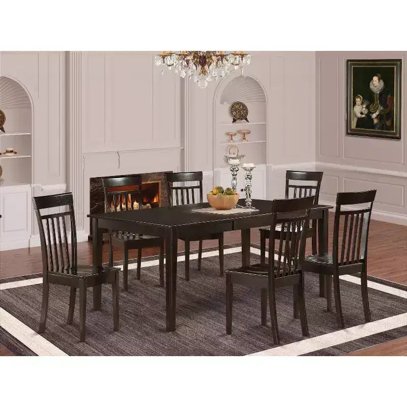 Set da pranzo 7 pezzi - Tavolo con prolunga a farfalla e 6 sedie in legno - Cucina Sala da Pranzo - Finitura Cappuccino
