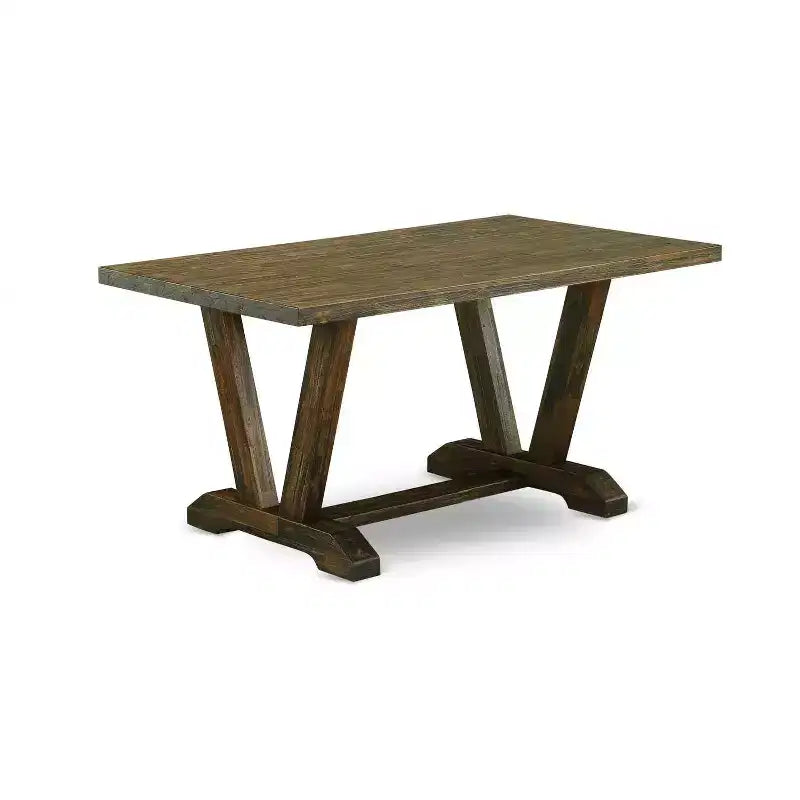 Set da pranzo in 7 pezzi con piano in legno massello multicolore e rivestimento trapuntato a bottoni - 4 posti a sedere