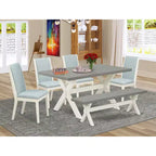 Tavolo da pranzo con piano in legno massello Jacobean anticato a 5 pezzi con 4 sedie Parson