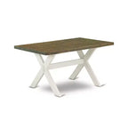 Tavolo da pranzo con piano in legno massello Jacobean anticato a 5 pezzi con 4 sedie Parson