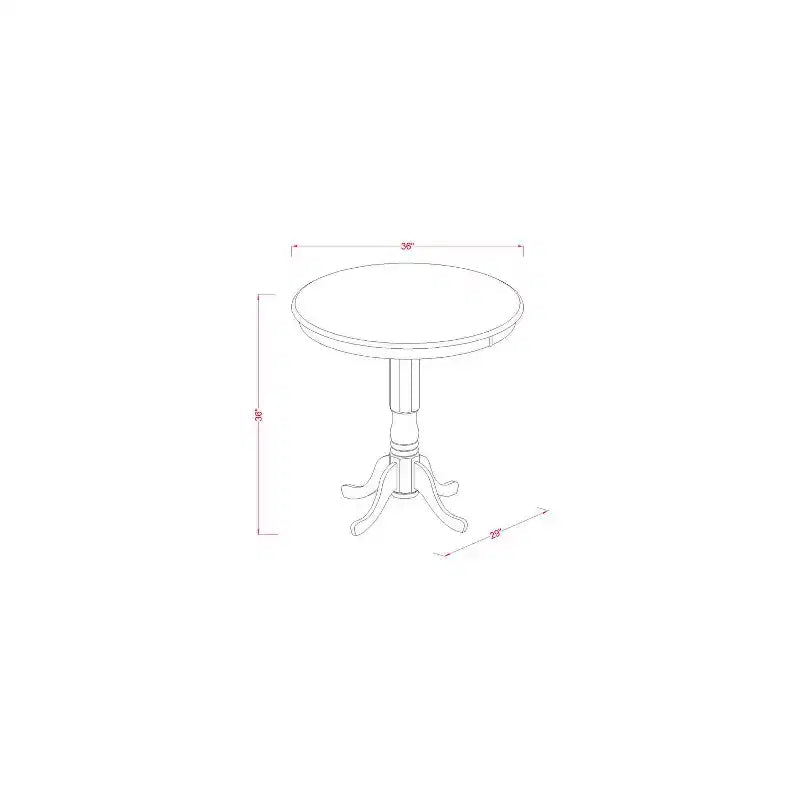 Tavolo da pranzo per cucina - Set 3 pezzi tavolo e sedie - Tavolo rotondo con piedistallo - Finitura mogano scuro