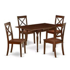 HomeStock 5-Pc Mahogany Finish Solid Wood Top - Rectangular Dining Room Set with Dropleaf - Seats 4