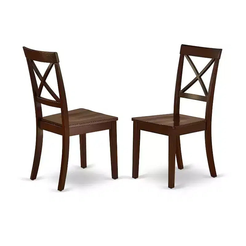 Set da pranzo da 5 pezzi in legno massello con finitura mogano - Tavolo rettangolare con alette a scomparsa - 4 posti