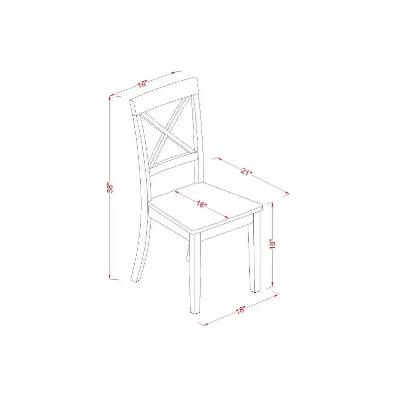 Set da pranzo da 5 pezzi in legno massello con finitura mogano - Tavolo rettangolare con alette a scomparsa - 4 posti
