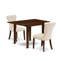 HomeStock 3-Pc Mahogany Finish Rectangular Solid Wood Top With Dropleaf Dining Table Set