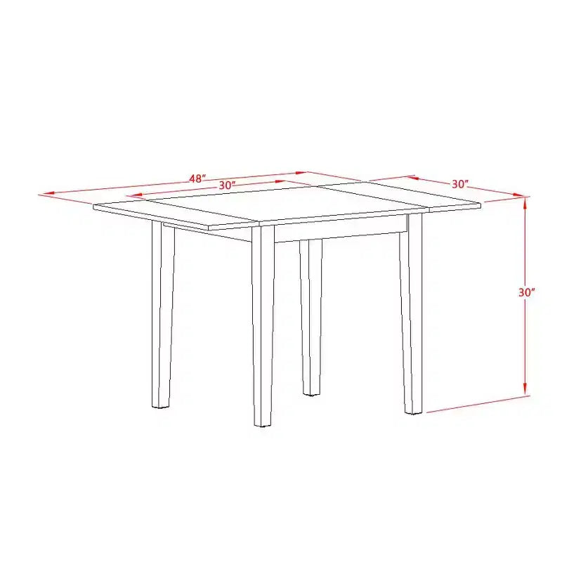 Tavolo da pranzo rettangolare a 3 pezzi con piano in legno massello finitura mogano e alette abbattibili