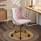VINGLI Velvet Armless Home Office Desk Chair,Cute Upholstered Vanity/Makeup Chair with Back for Bedroom&for Women/Girls