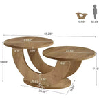 Tavolino Rotondo da 46 Pollici, Tavolino Moderno da Soggiorno con Struttura a U Originale, Tavolino Basso da Centro per Casa, Appartamento, Rovere