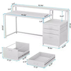 Scrivania per Computer Bianca da 160 cm: Scrivania ergonomica da ufficio con cassetto portadocumenti, supporto per monitor, spazio per stampante, postazione di lavoro ideale in legno per l'home office