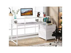 Scrivania per Computer Bianca da 160 cm: Scrivania ergonomica da ufficio con cassetto portadocumenti, supporto per monitor, spazio per stampante, postazione di lavoro ideale in legno per l'home office