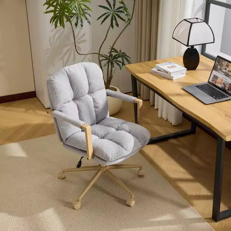 Poltrona moderna imbottita Sedia da ufficio ergonomica con altezza regolabile, ruote girevoli a 360°, sedia da trucco e accentata