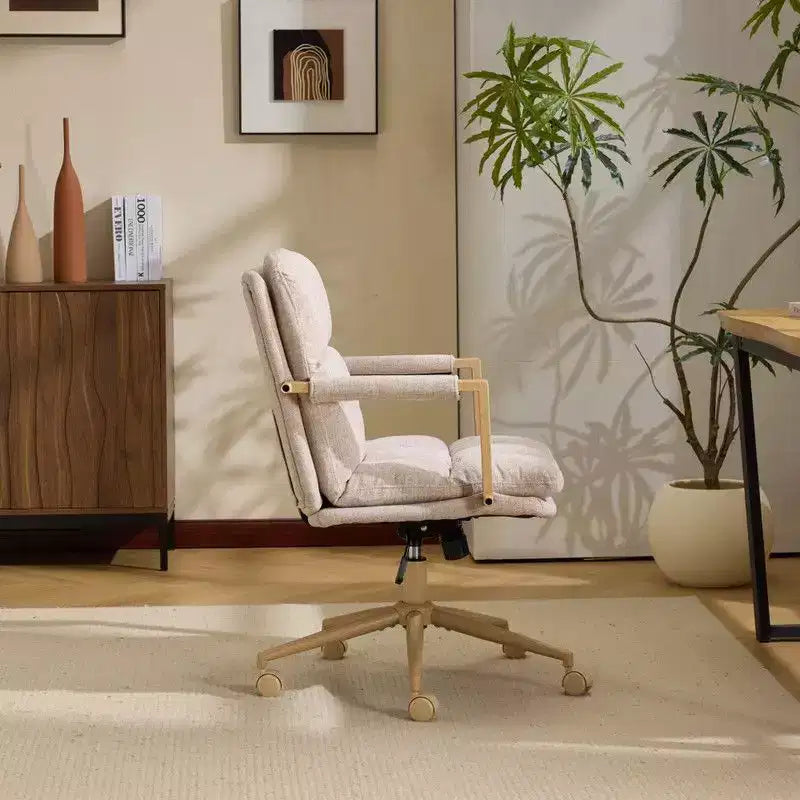 Poltrona moderna imbottita Sedia da ufficio ergonomica con altezza regolabile, ruote girevoli a 360°, sedia da trucco e accentata