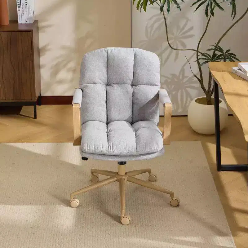 Poltrona moderna imbottita Sedia da ufficio ergonomica con altezza regolabile, ruote girevoli a 360°, sedia da trucco e accentata