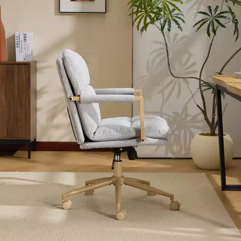 Poltrona moderna imbottita Sedia da ufficio ergonomica con altezza regolabile, ruote girevoli a 360°, sedia da trucco e accentata
