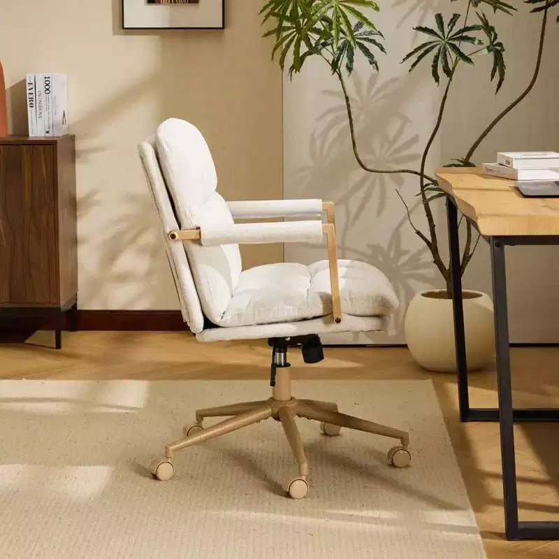 Poltrona moderna imbottita Sedia da ufficio ergonomica con altezza regolabile, ruote girevoli a 360°, sedia da trucco e accentata