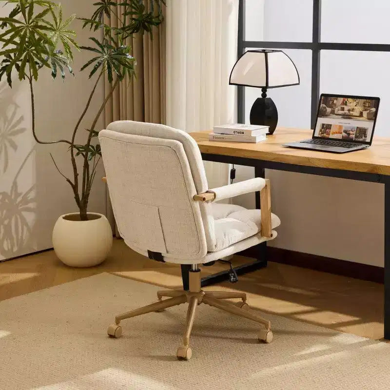Poltrona moderna imbottita Sedia da ufficio ergonomica con altezza regolabile, ruote girevoli a 360°, sedia da trucco e accentata