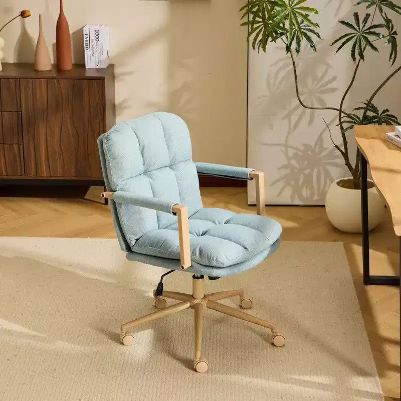Poltrona moderna imbottita Sedia da ufficio ergonomica con altezza regolabile, ruote girevoli a 360°, sedia da trucco e accentata