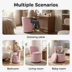 Sedia da toeletta con contenitore, Sedia da trucco girevole a 360° con schienale, Sgabello girevole moderno a botte, Ottomana imbottita, Sgabello da toeletta con schienale