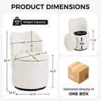 Sedia da toeletta con contenitore, Sedia da trucco girevole a 360° con schienale, Sgabello girevole moderno a botte, Ottomana imbottita, Sgabello da toeletta con schienale