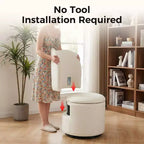 Sedia da toeletta con contenitore, Sedia da trucco girevole a 360° con schienale, Sgabello girevole moderno a botte, Ottomana imbottita, Sgabello da toeletta con schienale