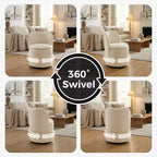 Sedia da toeletta con contenitore, Sedia da trucco girevole a 360° con schienale, Sgabello girevole moderno a botte, Ottomana imbottita, Sgabello da toeletta con schienale