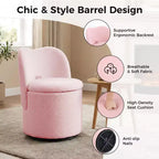 Sedia da toeletta con contenitore, Sedia da trucco girevole a 360° con schienale, Sgabello girevole moderno a botte, Ottomana imbottita, Sgabello da toeletta con schienale