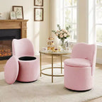 Vanity Chair with Storage,360 Swivel Makeup Chair with Back,Modern Swivel Accent Stool Barrel Chair Upholstered Ottoman Vanity Stool with Back
