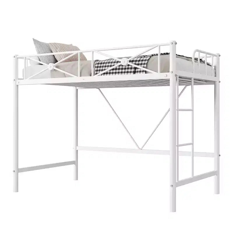 Letto a soppalco in metallo, misura singola, moderno e resistente con ringhiere di sicurezza e design salvaspazio, letto a soppalco singolo in acciaio per scuola, camera da letto