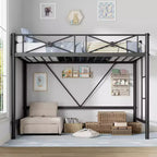 Letto a soppalco in metallo, misura singola, moderno e resistente con ringhiere di sicurezza e design salvaspazio, letto a soppalco singolo in acciaio per scuola, camera da letto