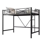 Letto a soppalco in metallo, misura singola, moderno e resistente con ringhiere di sicurezza e design salvaspazio, letto a soppalco singolo in acciaio per scuola, camera da letto