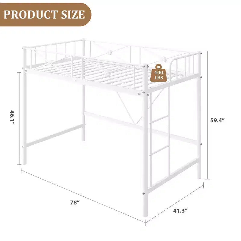 Letto a soppalco in metallo, misura singola, moderno e resistente con ringhiere di sicurezza e design salvaspazio, letto a soppalco singolo in acciaio per scuola, camera da letto