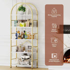 Libreria ad Arco a 5 Ripiani per CD/Libri, Organizzatore per Ufficio Domestico, Libreria Moderna per Soggiorno, Oro