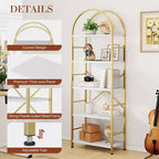 Libreria ad Arco a 5 Ripiani per CD/Libri, Organizzatore per Ufficio Domestico, Libreria Moderna per Soggiorno, Oro