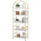 Libreria ad Arco a 5 Ripiani per CD/Libri, Organizzatore per Ufficio Domestico, Libreria Moderna per Soggiorno, Oro