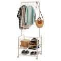 Clothes Rack with Laundry Basket, Metal Rolling Laundry Basket, Wheeled Clothes Storage Rack, with Storage Basket and Shelf, Suitable for Apartments