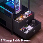 Scrivania ad angolo nera da 66 pollici con stazione di ricarica, scrivania da gaming reversibile con luci LED, 2 cassetti, supporto per monitor e archiviazione per ufficio domestico