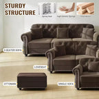 Pouf rivestito in velluto con borchie decorative